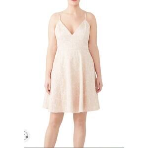 Badgley Mischka Womens Size 18 Pink Gold Golden Hue Strappy Deep V Mini Dress